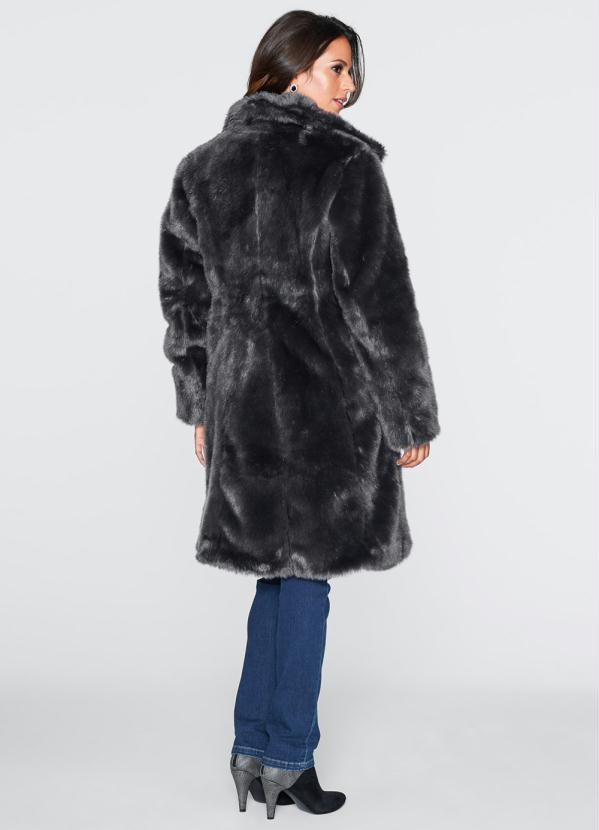 bonprix - Casaco Sobretudo Pelo Sintético Cinza Chumbo 10