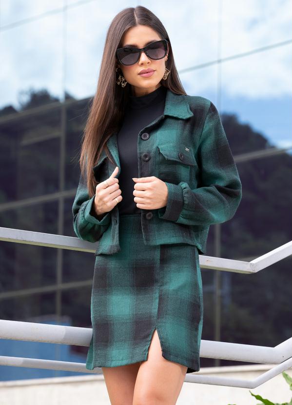 Quintess - Casaco Xadrez Verde com Botões 5