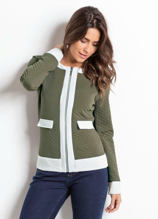 Quintess - Casaqueto Bicolor Verde e Branco Quintess