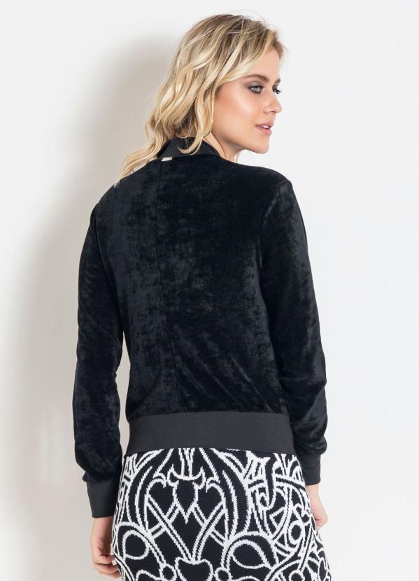 Quintess - Jaqueta Bomber em Plush Preta Quintess 3