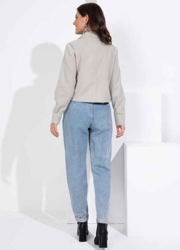 Quintess - Jaqueta Curta Bege Peluciada 4