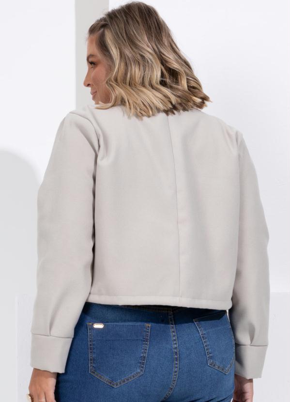 Quintess - Jaqueta Curta Bege Peluciada 7