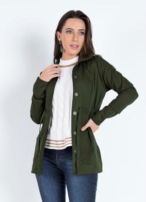 Rosalie - Parka Verde Militar com Bolsos - ROSALIE