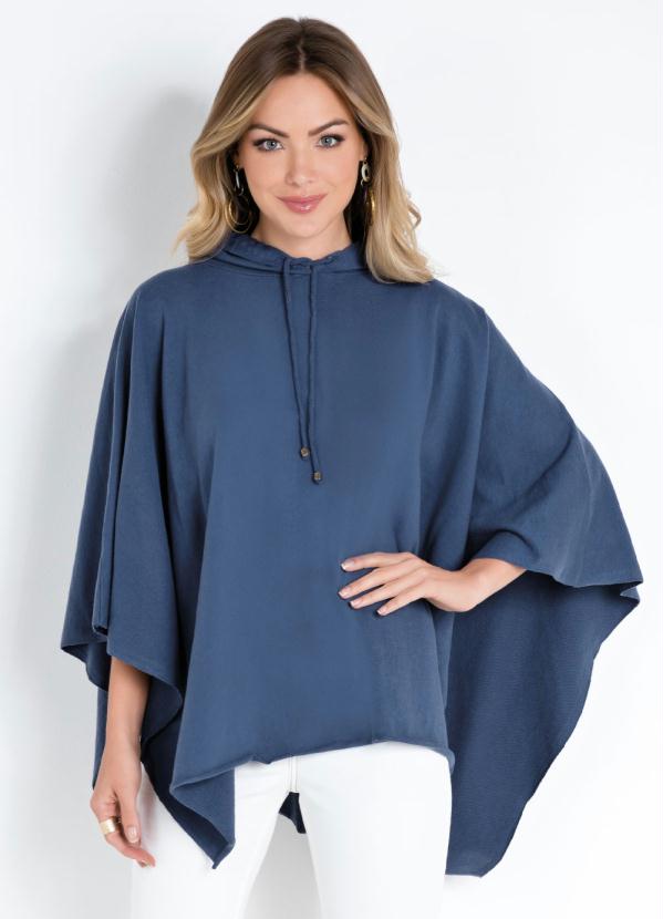 Quintess - Poncho Azul com Capuz