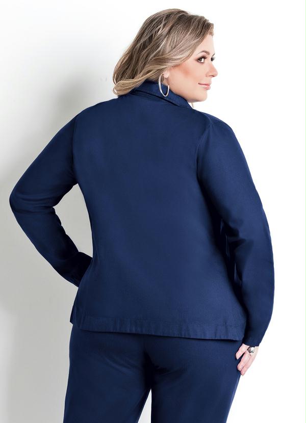 Marguerite - Blazer com Botões Dourados Azul Plus Size 2
