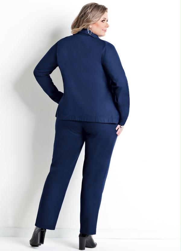 Marguerite - Blazer com Botões Dourados Azul Plus Size 4