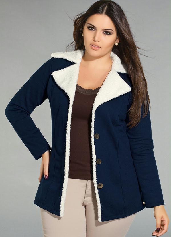 Quintess - Casaco de Moletom Azul com Gola Peluciada