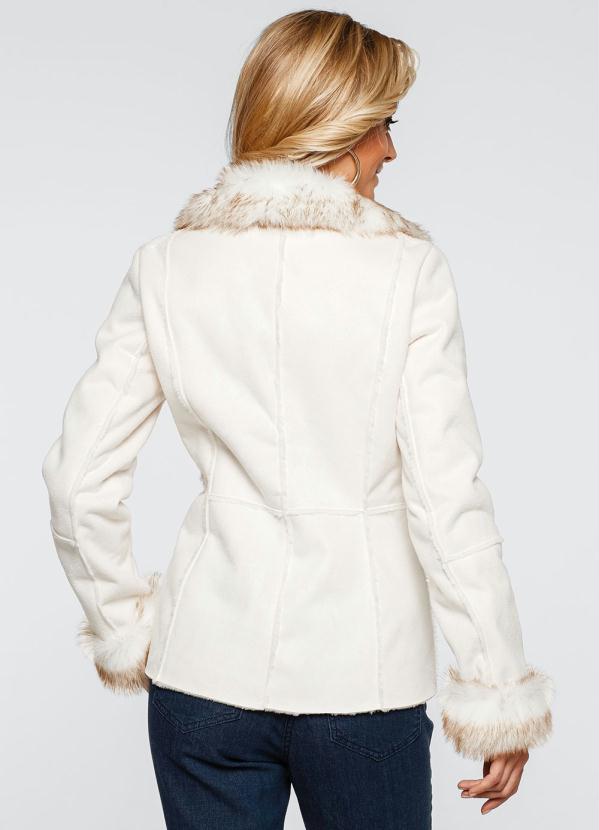 bonprix - Casaco em Material Sintético Recortes Off White 2