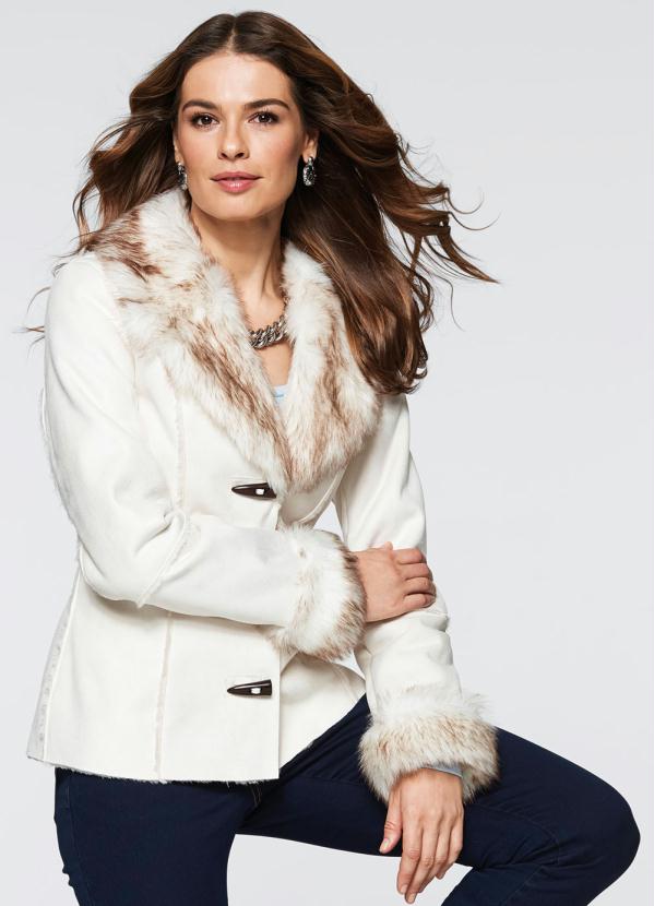 bonprix - Casaco em Material Sintético Recortes Off White 5