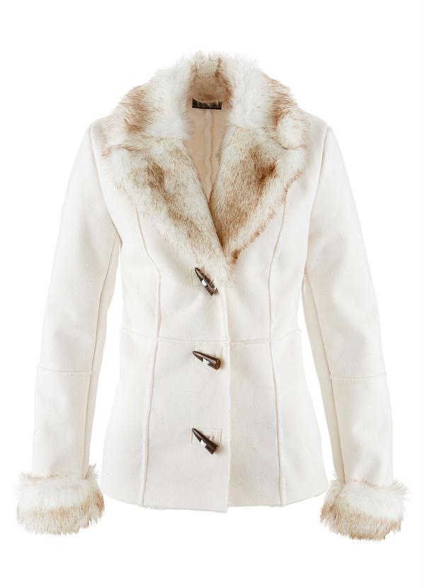 bonprix - Casaco em Material Sintético Recortes Off White 8