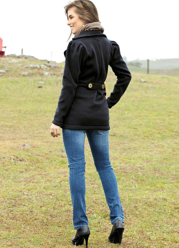Quintess - Casaco Preto Estilo Militar 4