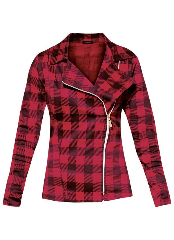 Quintess - Jaqueta Xadrez Preta e Vermelha 8