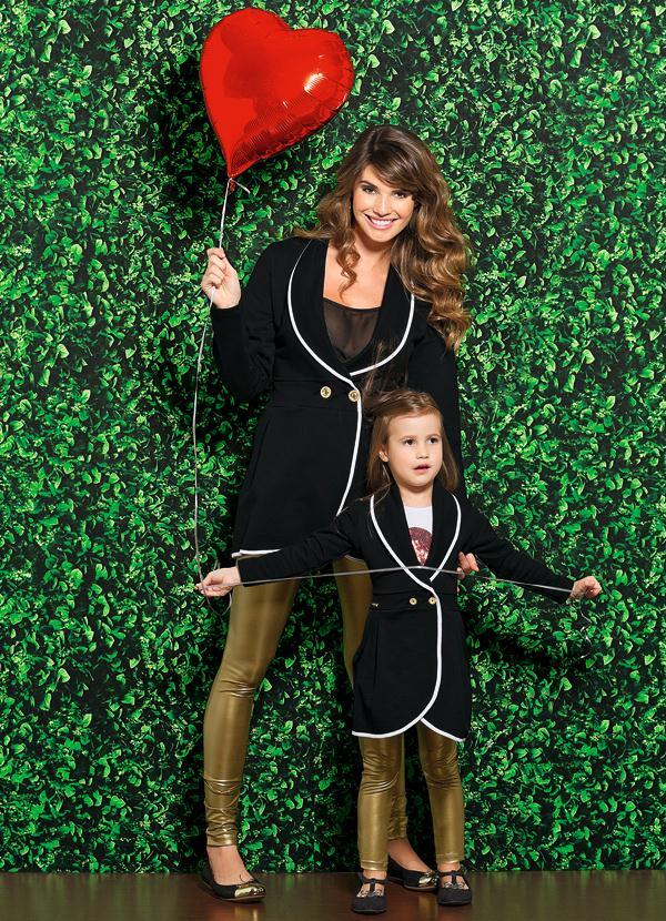 Quintess - Sobretudo Bicolor Feminino Preto 5