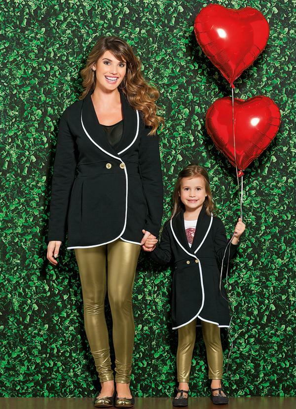 Quintess - Sobretudo Bicolor Feminino Preto 6