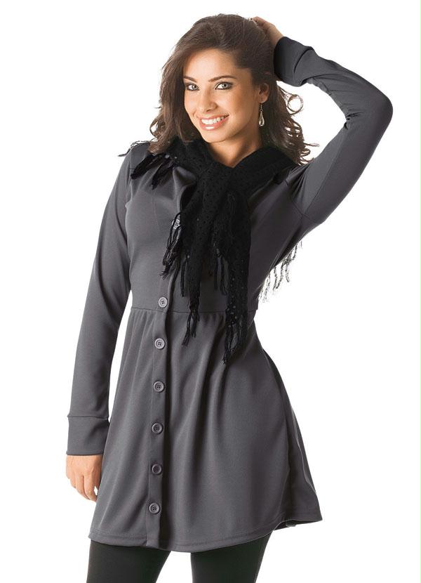 Outlet - Sobretudo em Helanca com Gola Cinza