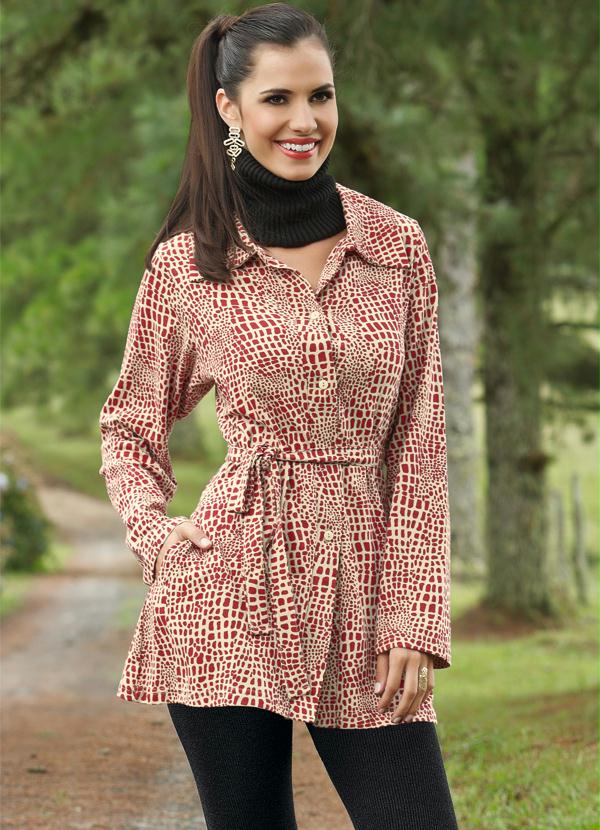 Outlet - Sobretudo Feminino Estampado