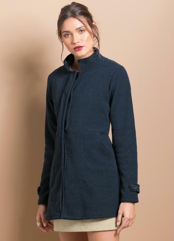 Quintess - Sobretudo Tweed Azul Escuro