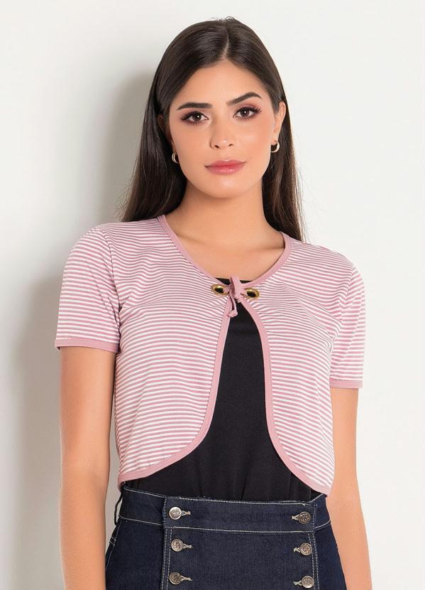 Outlet - Bolero Listrado com Amarração Moda Evangélica