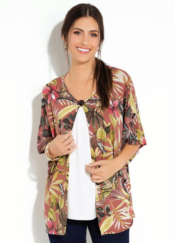 Quintess - Capa Quintess Folhagem Marrom com Botão