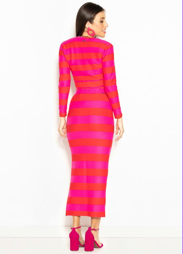 Colcci - Casaco Cropped de Malha Listrado Rosa 4