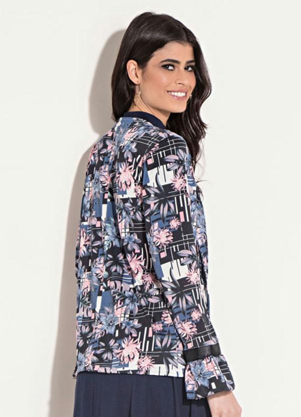 Quintess - Casaco Quintess Floral Preto com Babados 2