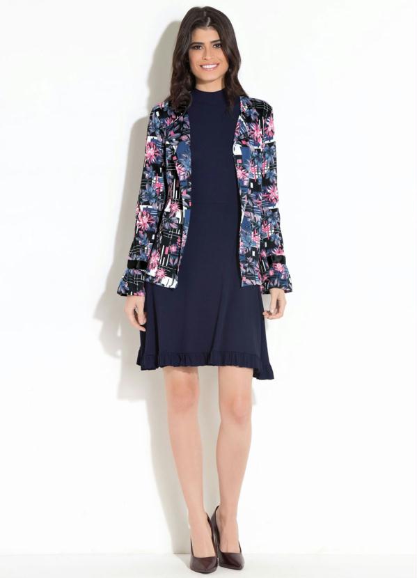 Quintess - Casaco Quintess Floral Preto com Babados 3