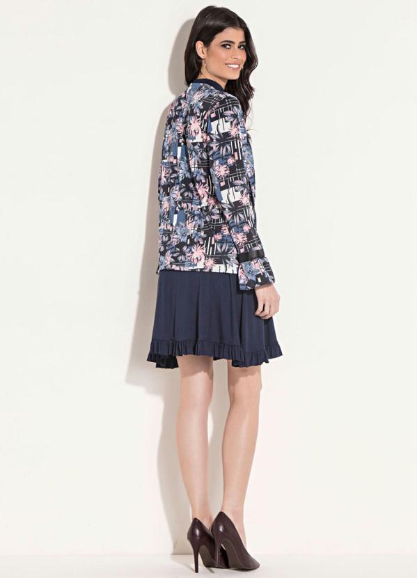 Quintess - Casaco Quintess Floral Preto com Babados 4