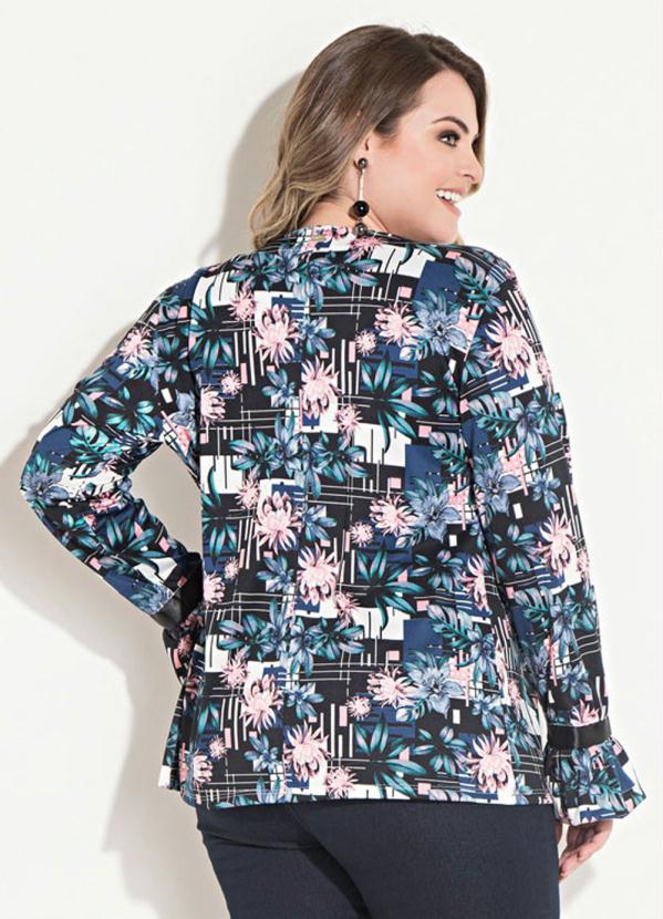 Quintess - Casaco Quintess Floral Preto com Babados 7