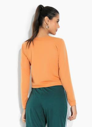 Moda Pop - Casaquinho Pêssego com Mangas Longas e Botões - MODA POP