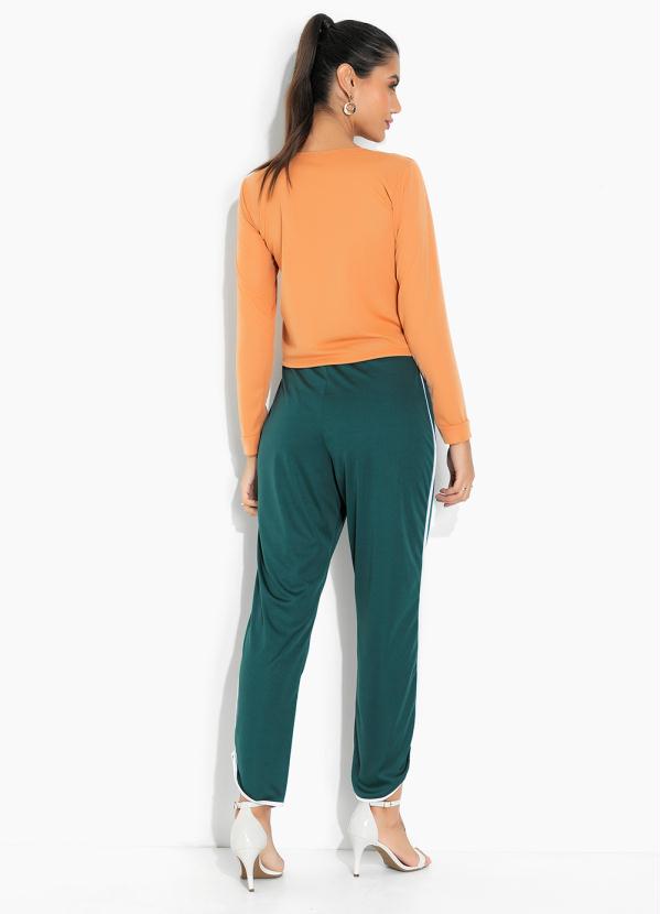 Moda Pop - Casaquinho Pêssego com Mangas Longas e Botões 5