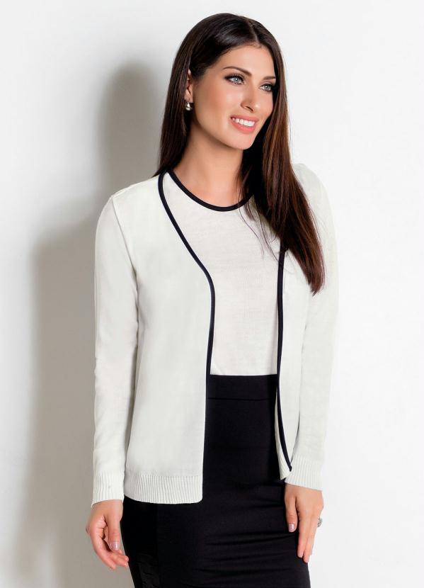 Rosalie - Conjunto Cardigan e Blusa Preto e Branco