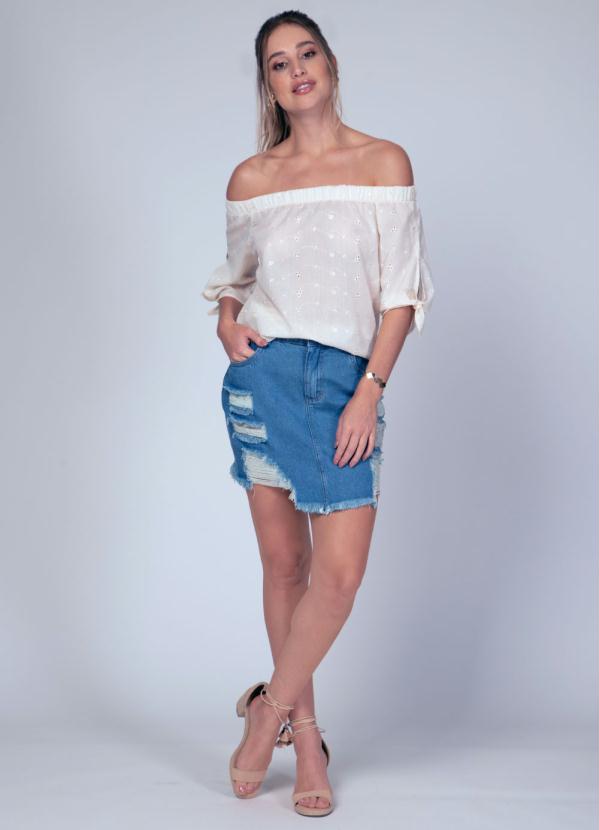 Quintess - Blusa Bege com Manga com Detalhe de Amarrar 3