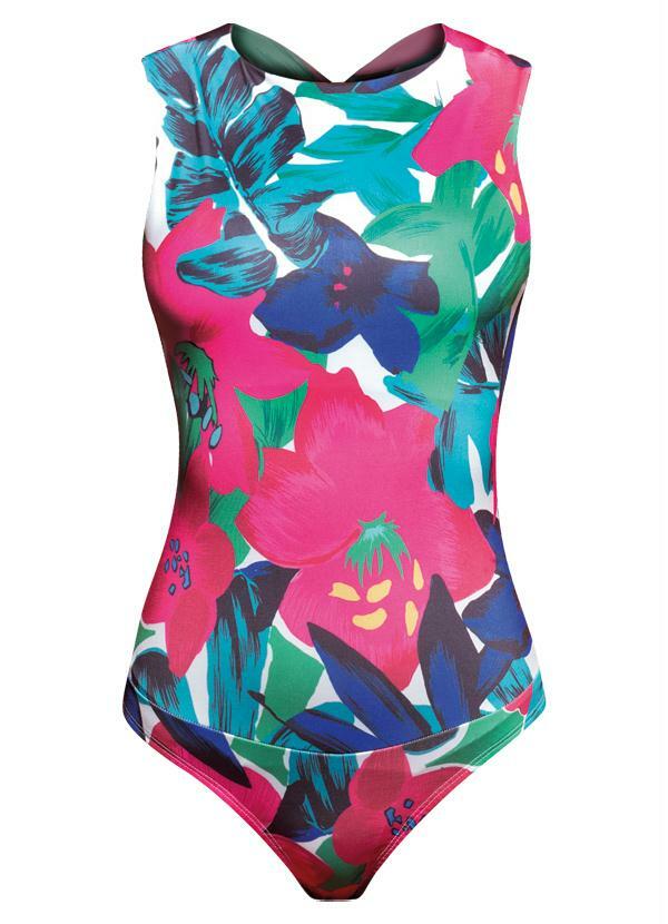 Quintess - Body Tropical Escuro com Tiras Cruzadas 9