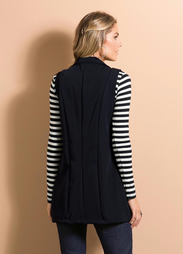 Quintess - Colete Alongado Preto Estilo Alfaiataria 2