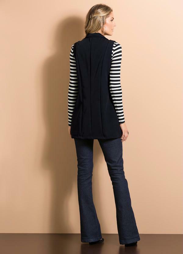 Quintess - Colete Alongado Preto Estilo Alfaiataria 4