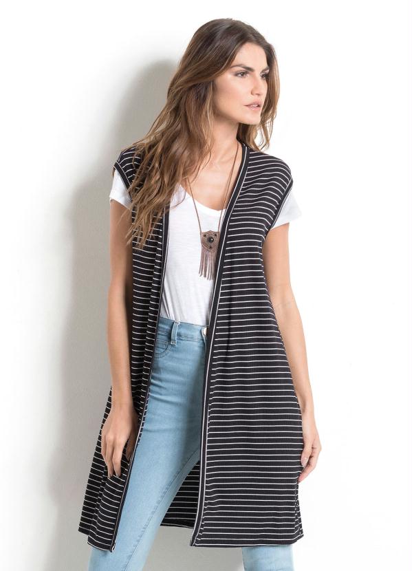 Quintess - Colete Alongado Quintess Listrado