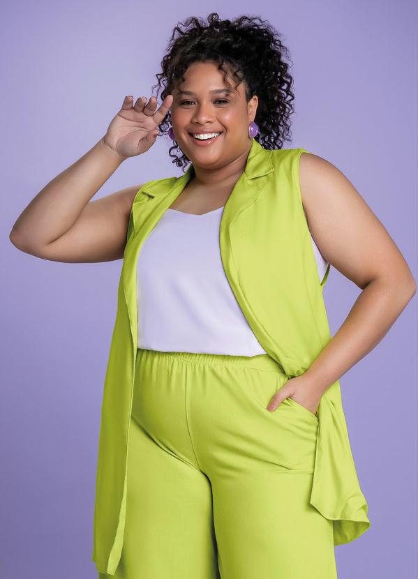Marialícia - Colete Alongado Verde