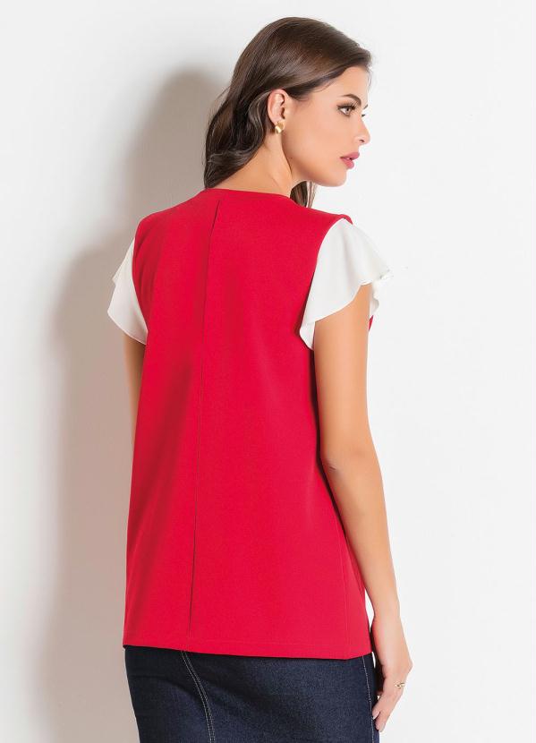 Outlet - Colete com Botões Frontais Vermelho 2