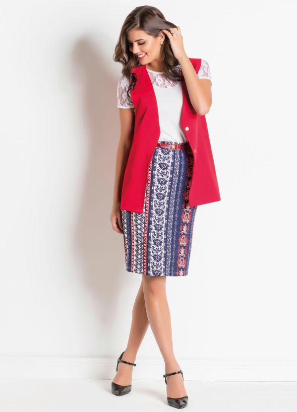 Outlet - Colete com Botões Frontais Vermelho 5