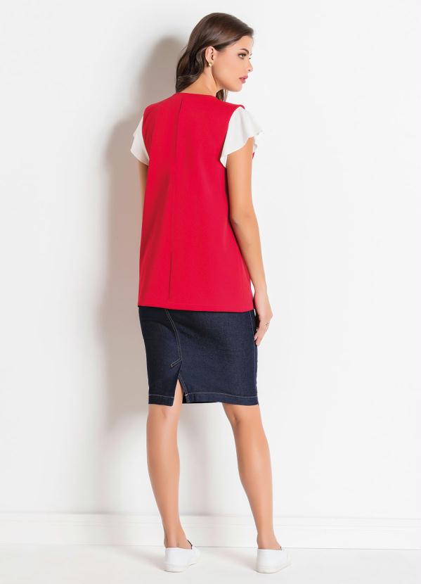 Outlet - Colete com Botões Frontais Vermelho 6