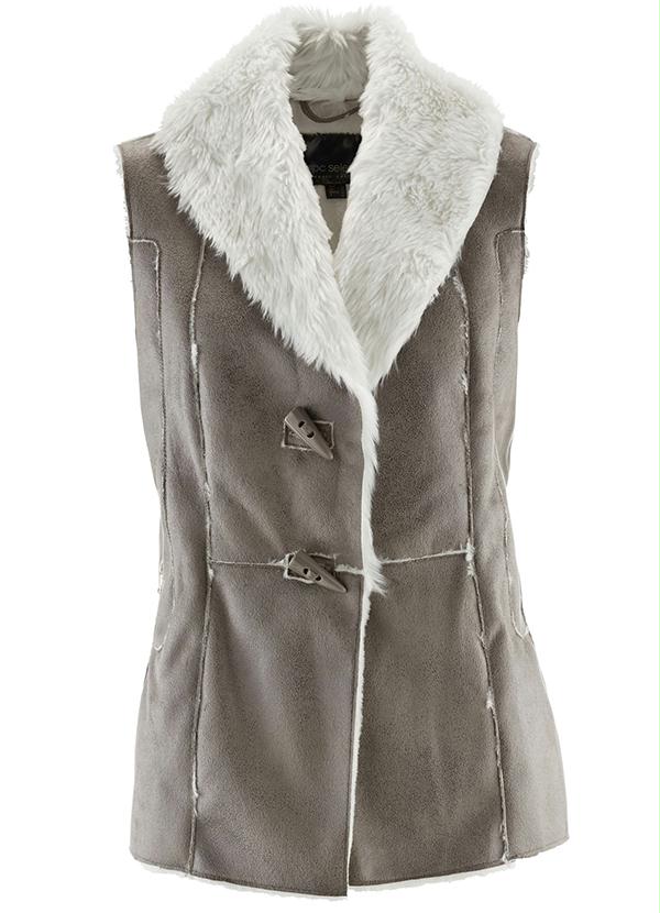 Outlet - Colete com Pelo em Material Sintético Cinza 5