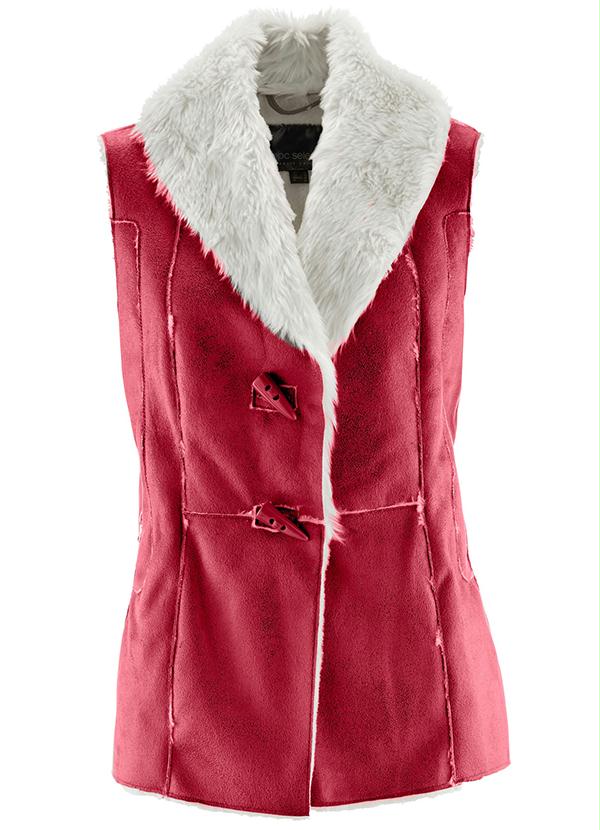 Outlet - Colete com Pelo em Material Sintético Vermelho 7