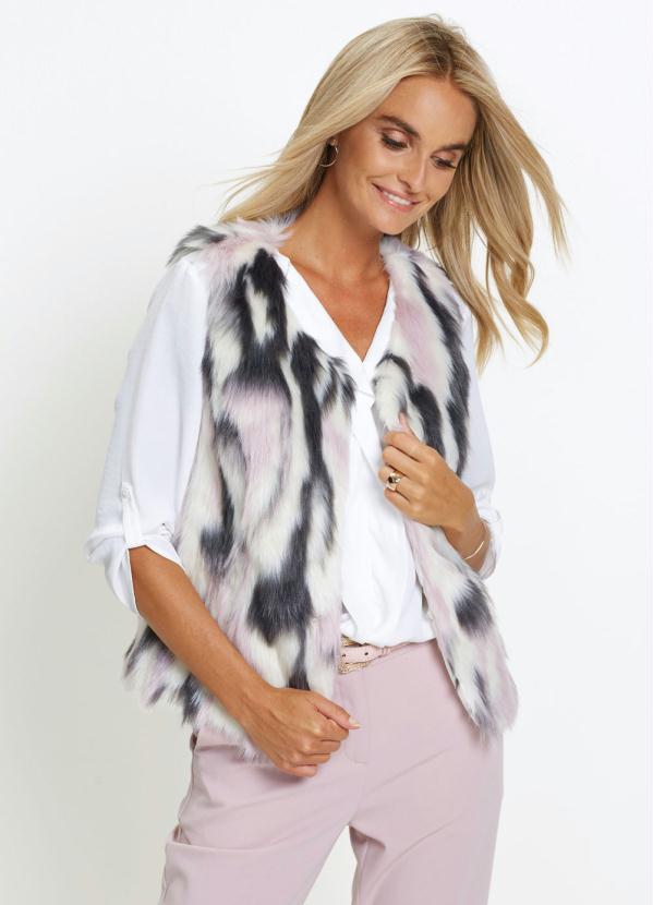 bonprix - Colete de Pelo Sintético Rosa 2