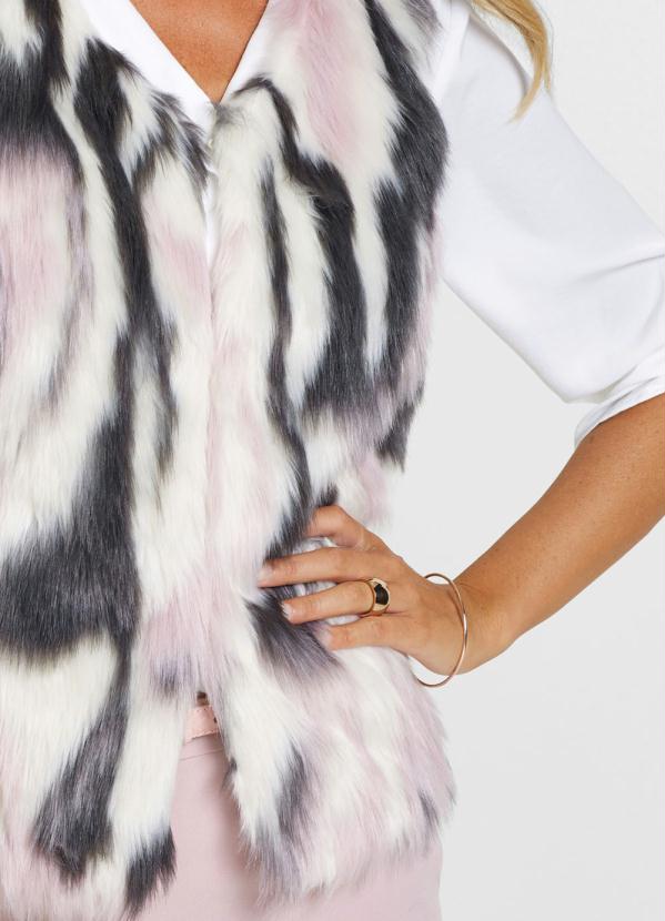 bonprix - Colete de Pelo Sintético Rosa 3