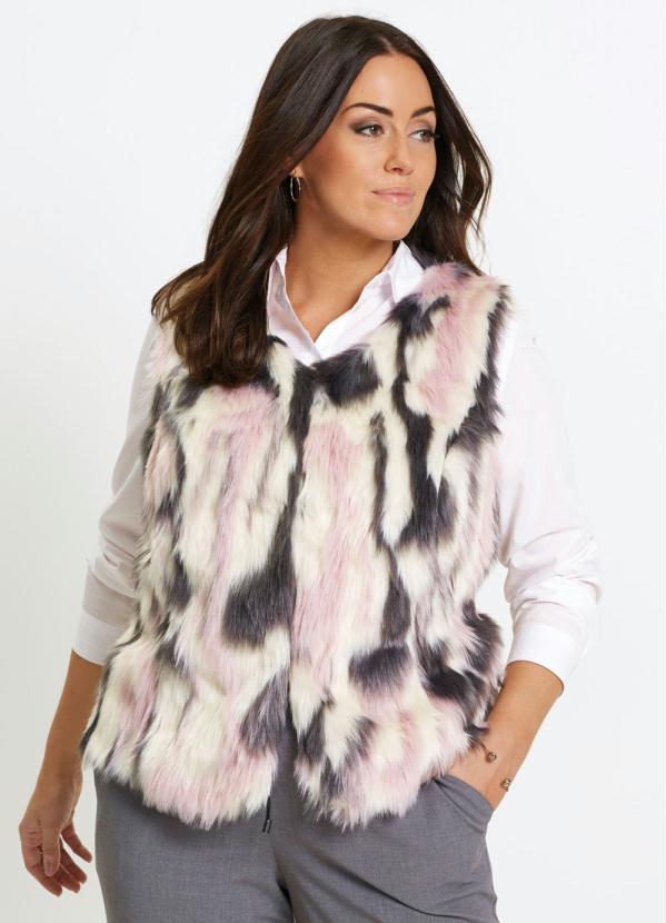 bonprix - Colete de Pelo Sintético Rosa 7