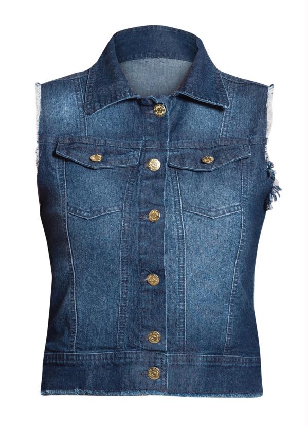 Quintess - Colete Jeans Quintess com Bolsos 13