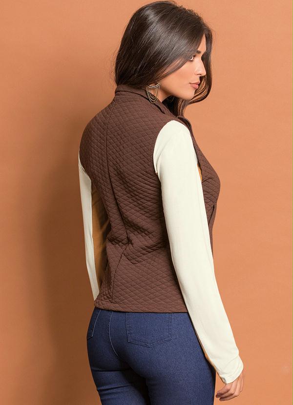 Quintess - Colete Matelassê com Zíper Marrom 2