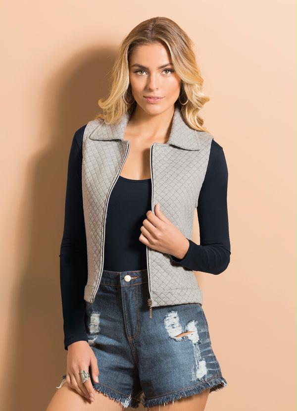 Quintess - Colete Matelassê com Zíper Mescla 5