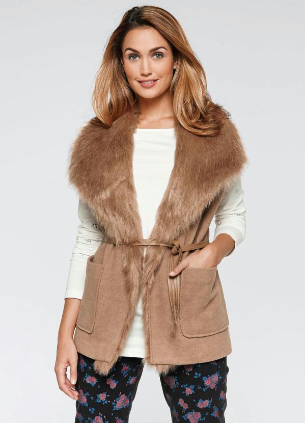 bonprix - Colete Pelo Sintético Caramelo 4