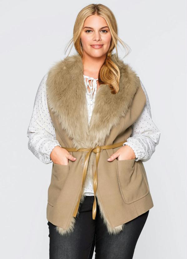 Outlet - Colete Pelo Sintético Taupe 6